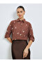 Brown Floral Embroidered Long Sleeve Shirt - 7