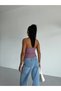 Women's Lilac Ottoman Fabric Halter Collar Buckle Detail Blouse Hzl26W-Fry123321 - 6
