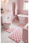 Chess Dama Pattern Latex Non-Slip Base Machine Washable 3-Piece Bath Mat 60X100 60X50 60X50 cm - 2
