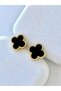 Steel Four Leaf Clover Earrings Black - 2