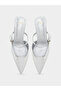 Silver Embossed Pointed Toe Mules - 5