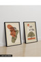 Boho Style Lines and Flowers 2 Piece Wooden Framed Painting Act - 3