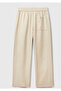 Women's stone 100% linen drawstring pocket cigarette pants - 2