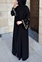 Premium Embroidered Ruffle Sleeve Abaya Set — Black - 6