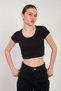 Women's Deep Neckline Crop Body - Black - 2