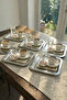 6-Piece Luxury Stainless Steel Square Presentation Set Gold & Silver |   Coffee Presentation, Tea, Engagement, Promise Wedding Tray - 2