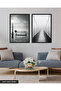 Black and White Bank Bridge 2 Piece Wooden Framed Table Act - 2