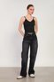 Women's ribbed tank top with built-in bra - black - 5