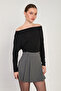 Women's Off-Shoulder Blouse - Black - 3