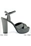 حذاء سهرة من Adele Anthracite Satin مفتوح من الأمام والخلف مع حزام وكعب عالي - 5