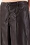 Women Regular Fit Solid Straight Leg Leather Pants, Brown - 3