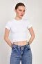 Women's Crew Neck Ribbed Bodysuit - White