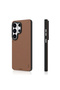 Galaxy S26 Ultra Case M-Safe Compatible Simple Matte Leather Patterned Tech Fashion Series Cover Coffee - 2
