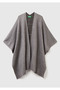 Women's Anthracite Melange Cotton and Wool Blend Reversible Poncho - 2