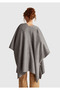 Women's Anthracite Melange Cotton and Wool Blend Reversible Poncho - 3
