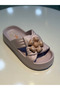 Women's Flat Slippers with Ultrasoft Sole and Accessories - 3