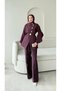Women's Stylish Belted Tunic Trouser Set with Shawl Detail on the Back
