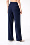 High-Waisted Navy Blue Crepe Palazzo Pants – Wide Legs, Flowing Texture, Office & Casual Chic - 6