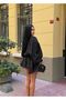 Women's Black Premium Trend Shiny Fabric Flowing Balloon Sleeve Skirt Ruffle Shorts Dress Ely-38990001 - 4