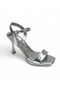 600-26 Shiny Glittery Leather Single Strap Mid Heel Women's Sandals