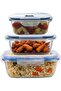 Glass Food Containers, Meal Prep Containers with Leak-Proof Silicone Lids, 3PC, Airtight &