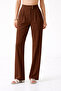 High-Waisted Brown Crepe Palazzo Pants – Wide Legs, Flowing Texture, Office & Casual Chic - 2