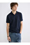 Navy Blue Polo Collar Combed Cotton Men's T-Shirt