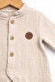 Muslin Baby Romper Long Sleeve Buttoned Unisex Cotton Casual Romper - 2