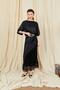 Women's Black 238 Satin Long Skirt with Lace Hem - 2