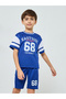 Boys Navy Blue Football Jersey T-Shirt and Shorts Set - 2