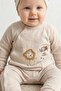 Rocha Baby Lion and Sloth Embroidered Diamond Pattern 2-Piece Jumpsuit and Hat Set - 8