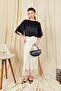 Women's Ecru 238 Lace Hem Satin Long Skirt - 2