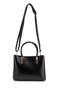 Women's Black 3-Compartment Leather Hand and Shoulder Bag with Gold Detail - 5