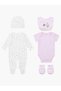 5-Piece Floral Zipped Footie, Bib, Cap, Mittens and Bodysuit