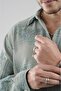 Regular Fit Embroidery Detailed Lattice Fabric Breathable 100% Cotton Men's Shirt - 5
