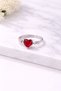 Red Heart Stone Adjustable Ring – Silver Color Women's Ring - 2