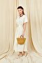 Women's Ecru 199 Low Sleeve Pleated Detailed Buttoned Front Poplin Dress