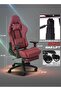 Gaming Chair with PU Leather, 3D Armrests, Headrest, USB Massager & Footrest - Wine Red - 2
