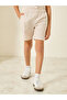 Boys Beige Striped Shirt and Shorts Set - 4