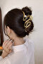 Pearl Detailed Wave Shaped Silver Color Bun Hair Clip - 3