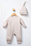 Rocha Baby Lion and Sloth Embroidered Diamond Pattern 2-Piece Jumpsuit and Hat Set - 4
