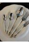 Avd Brand Imported Product 18/10 Stainless Steel 60 Piece 12 Person Lalezar Gold Model Fork Spoon Set - 7