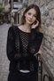 Women's Knitwear Black Blouse Long Sleeve Boat Neck Knit Detailed Openwork Casual Stylish - 6