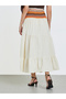 White A-Line Maxi Skirt with Ethnic Waist Detail - 4