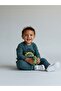 Baby Boy Cotton Textured Fabric Dinosaur Tracksuit Set - 2