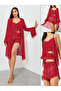 Pack of 3 - Ruffle Hem Detail Mesh Camisole, Shorts and Robe Set