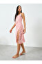 Light Pink Lace Trim Slip Dress with Slit Hem