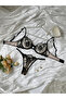Black Floral Embroidered Mesh Non Padded Wired Bra and Thong Lingerie Set