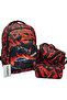 Boy's Primary School Bag Waterproof Fabric 3-Piece Set Primary School Bag Set Black Red - 2