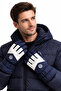 Men's Outdoor Snow Gloves Waterproof Thermal Winter Touchscreen Compatible Wrist Adjustable Navy Blue-White